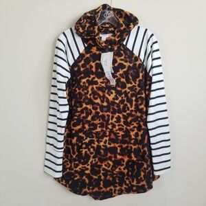 Lularoe Amber Leopard Stripe Hoodie Unicorns Collection Medium NWT